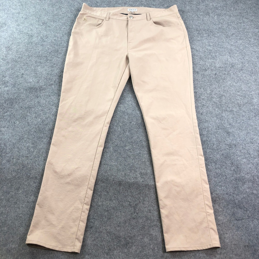 Peter Millar Mens Chino Pants 38x34 Straight Leg Khaki Golf Country Club Pocket